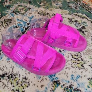 Draco Bubblegum Pink Soft Velvet Adjustable Strap Slides, Size 7-8 Womens Sandal